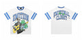 Mixed EMOTION Skeleton Guitar Player Beach Blue Ringer Oversized Graphic Tee