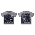 Majestik World Black Panther Skull No Guts No Glory Vintage Washed Grey Oversized Graphic Tee