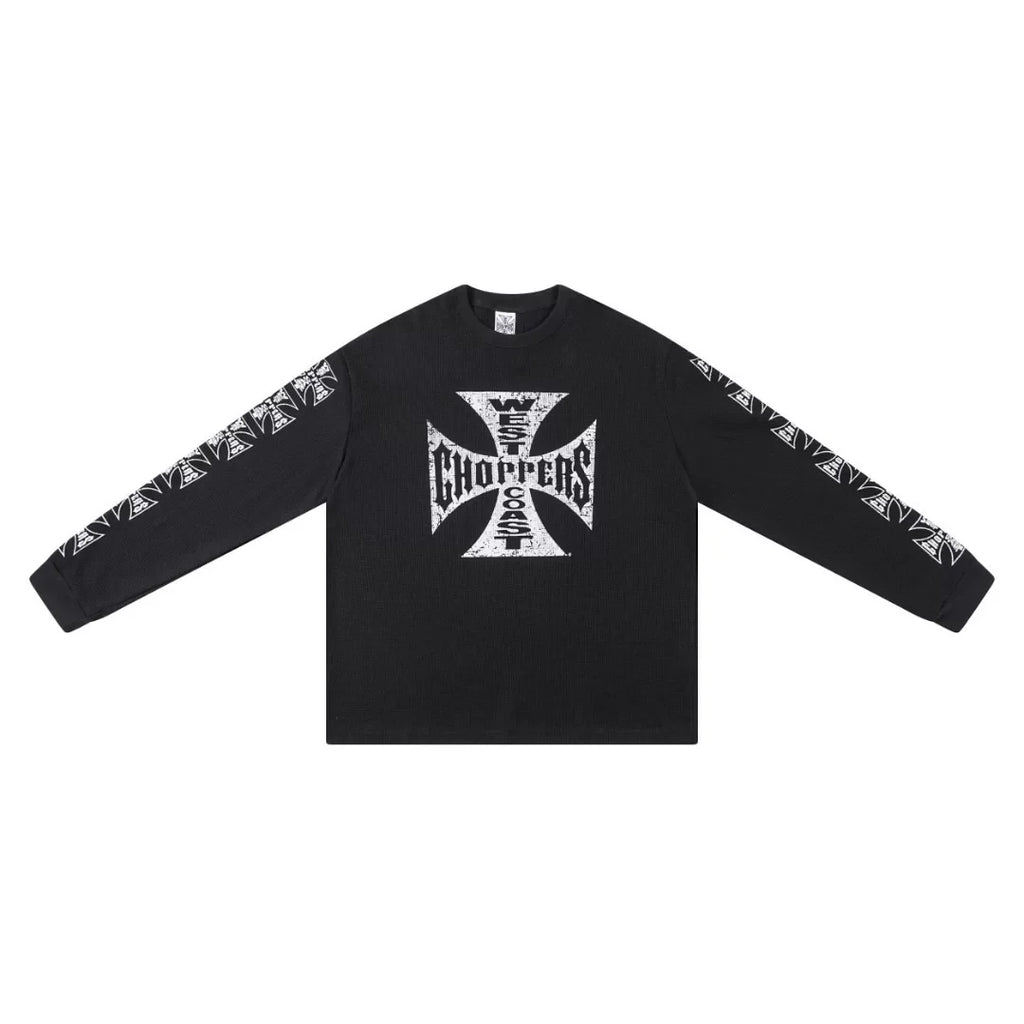 West Coast Choppers Cross Print ERD Stylist Same Style Waffle Sanskrit Long Sleeve (3)