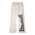 Mixed Emotion Gothic Letter Rivet Flared Sweatpants