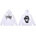 Revenge Smoke Skull Arch Logo Pullover Hoodie white