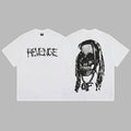 Revenge White Arch Logo & Dreadlocks Skull Graphic Short Sleeve T-Shirt White