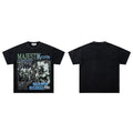 Majestik Records Rock Band Tour Poster Vintage Washed Black Oversized Graphic Tee
