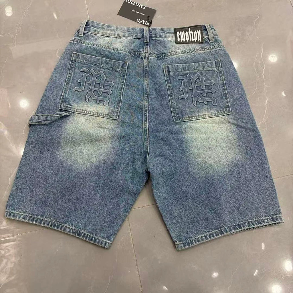 Mixed EMOTION Vintage Washed Blue Carpenter Denim Jorts