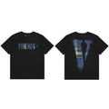 Vlone Plaid Drip Graphic T-Shirt - Black/Blue