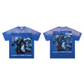 Majestik World Swift No Brakes No Fear Gorilla Silence Before Storms Vintage Washed Blue Oversized Graphic Tee Unisex Street‑wear T‑Shirt