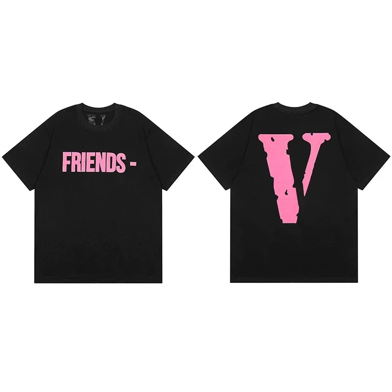 Vlone "FRIENDS-" Graphic T-Shirt - Black/Pink