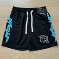 Mixed EMOTION Blue Flame Graphic ME Monogram Black Mesh Shorts