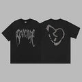 Revenge Arch Logo & Heart Outline Graphic Short Sleeve T-Shirt Black