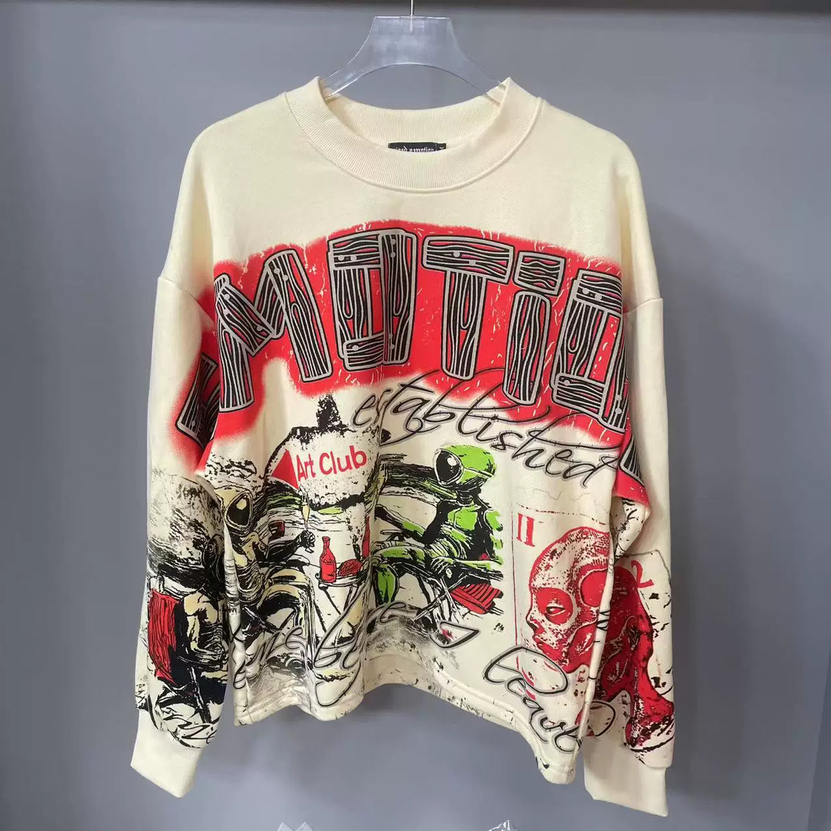 Mixed EMOTION Retro Art Club Graphic Crewneck Sweatshirt