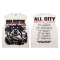 Majestik Sport Dept Rottweiler Dog Football All City Official Tour Gear Vintage Washed White Sleeveless Tank Top