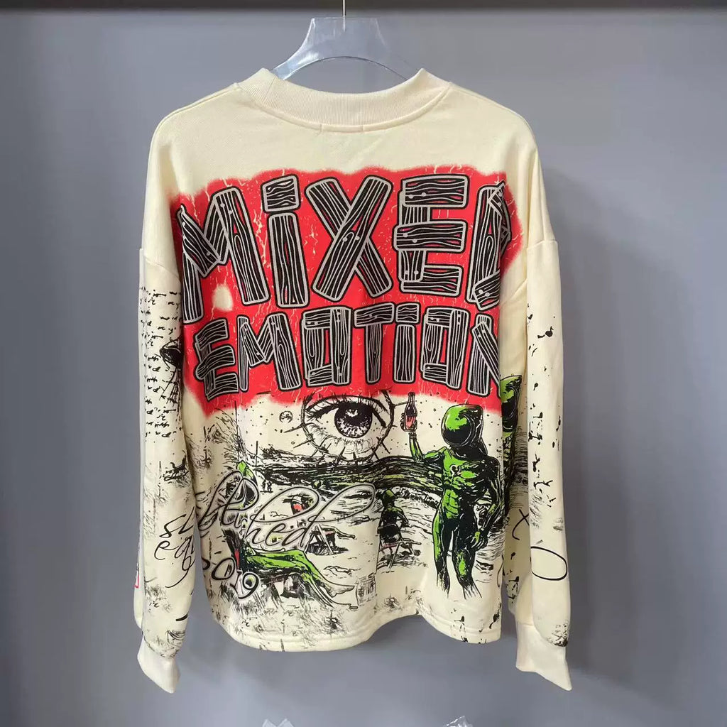 Mixed EMOTION Retro Art Club Graphic Crewneck Sweatshirt