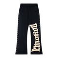 Mixed Emotion Gothic Letter Rivet Flared Sweatpants