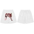 Revenge Red Skeleton Gothic Logo Shorts - White