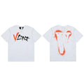 Vlone Spray Paint Logo Graphic T-Shirt - White/Orange