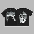 Revenge Silver Metallic Arch Logo & Skull Graphic Short Sleeve T-Shirt (Black)