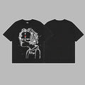 Revenge Outline Cartoon Portrait Graphic Short Sleeve T-Shirt Black