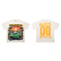 Majestik Paradise Supercar Sunset City Vintage Washed Oversized Graphic Tee