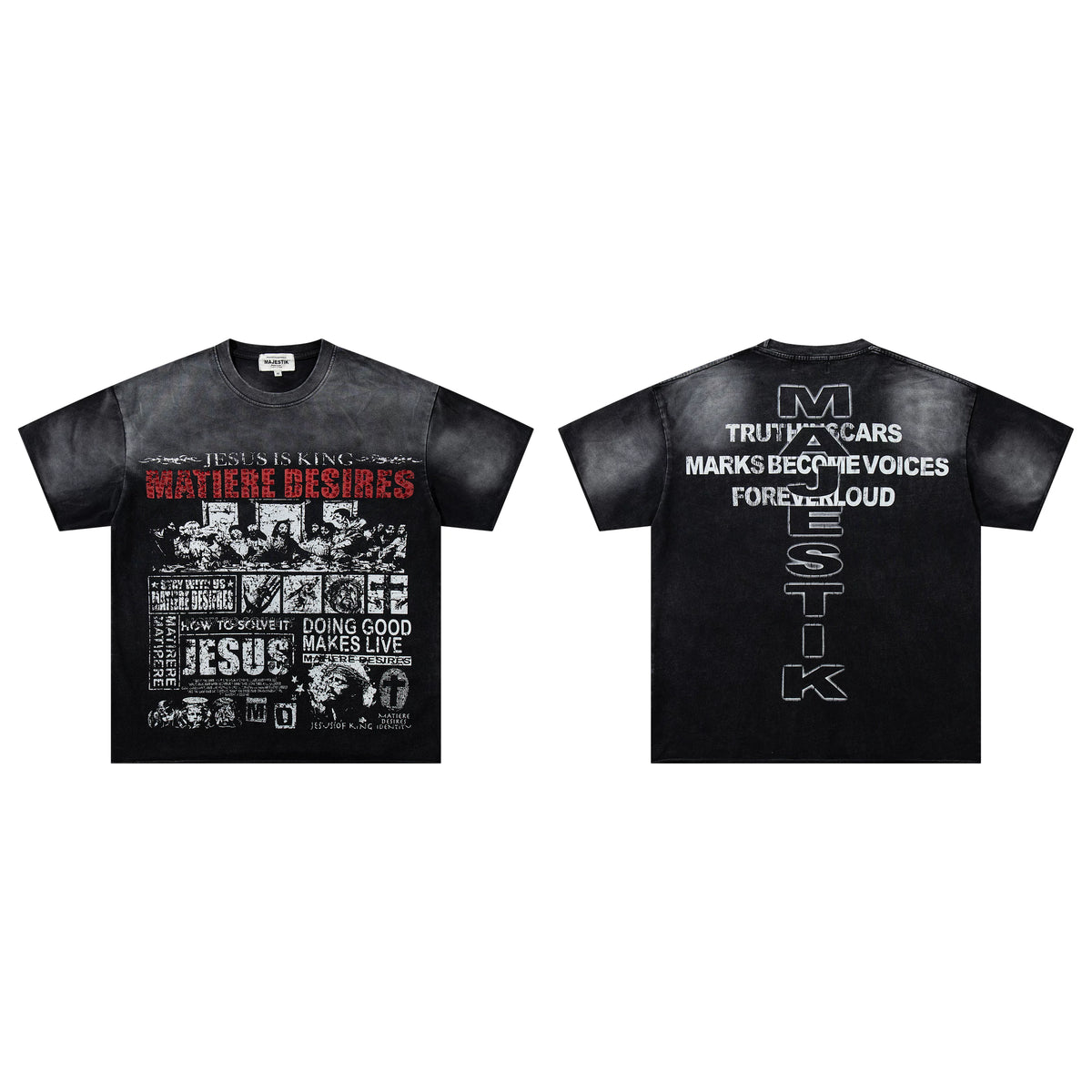 Majestik Matiere Desires Last Supper Collage Vintage Washed Oversized Graphic Tee