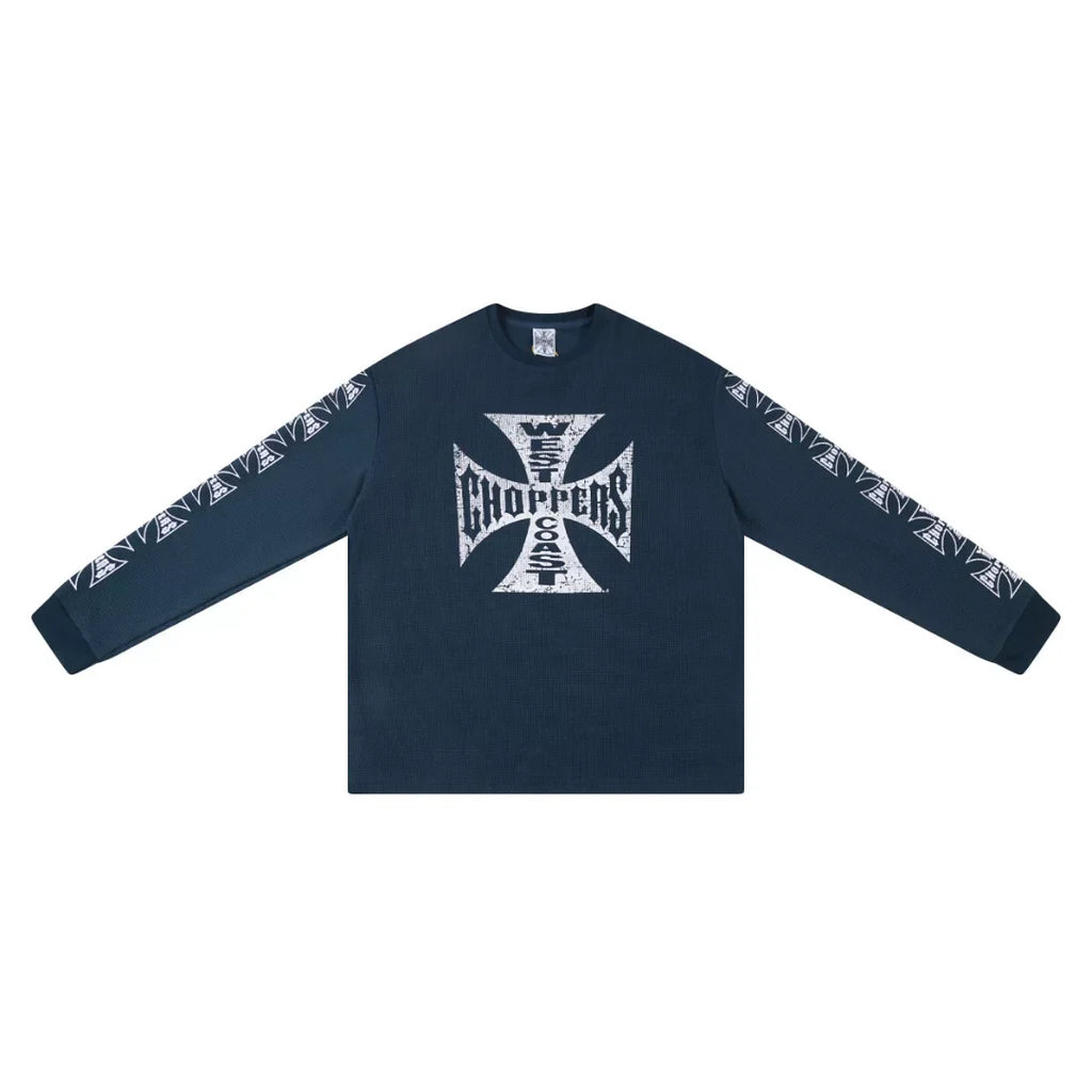 West Coast Choppers Cross Print ERD Stylist Same Style Waffle Sanskrit Long Sleeve (3)